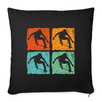 Vintage Retro Skateboard Skateboard Cadeau - Housse de coussin décorative 45 x 45 cm - noir - Devant