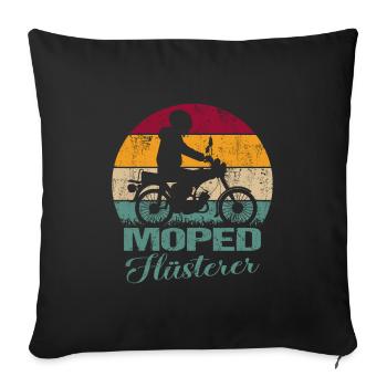 Moped DDR Mofa Ost S51 Flüsterer Retro Geschenk - Sofakissenbezug 45 x 45 cm - Schwarz - Vorne