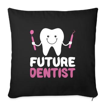 Futur Dentiste Junior Dentiste Baby Girl - Housse de coussin décorative 45 x 45 cm - noir - Devant