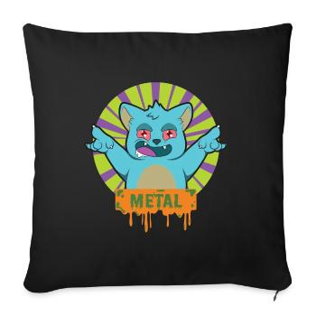 METAL Rock Music Cat - Sofa pillowcase 17,3'' x 17,3'' (45 x 45 cm) - black - Front