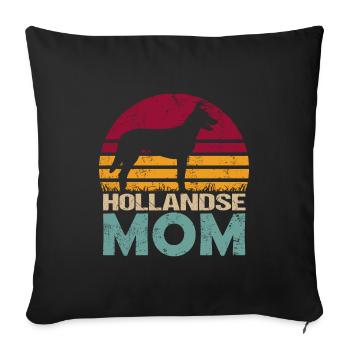 Hollandse Holland Herder Mom Mama Vintage - Sofa pillowcase 17,3'' x 17,3'' (45 x 45 cm) - black - Front
