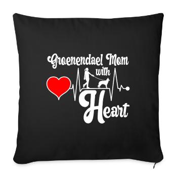 Groenendael Belgian Shepherd Mom Mama Herzschlag - Sofakissenbezug 45 x 45 cm - Schwarz - Vorne