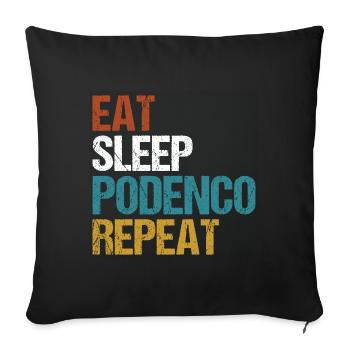 Podenco Greyhound Canario Manger Du Sommeil En Disant Vintage - Housse de coussin décorative 45 x 45 cm - noir - Devant