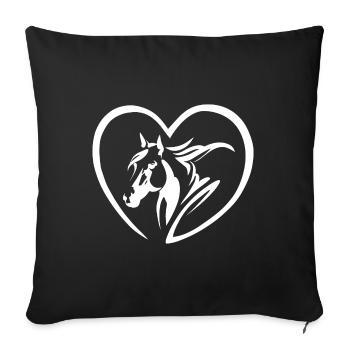 Horse's head in the heart - Horse love - Sofa pillowcase 17,3'' x 17,3'' (45 x 45 cm) - black - Front