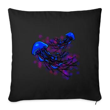 Beautiful jellyfish design in blue and stars - Sofa pillowcase 17,3'' x 17,3'' (45 x 45 cm) - black - Front