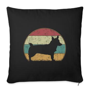 Suédois Vallhund Västgötaspets Retro Vintage - Housse de coussin décorative 45 x 45 cm - noir - Devant