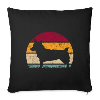 Suédois Vallhund Västgötaspets Retro Vintage - Housse de coussin décorative 45 x 45 cm - noir - Devant
