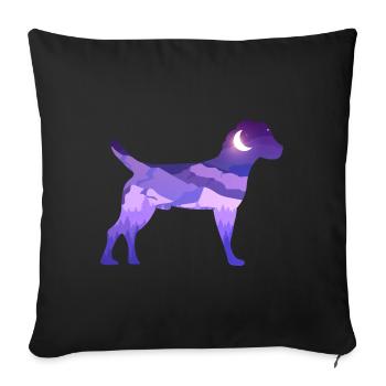 Heather Terrier Moon Mountains Silhouette Purple Vector - Sofa pillowcase 17,3'' x 17,3'' (45 x 45 cm) - black - Front