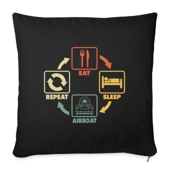 Airboat Swamp Boat Hovercraft Eat Sleep Vintage - Sofa pillowcase 17,3'' x 17,3'' (45 x 45 cm) - black - Front