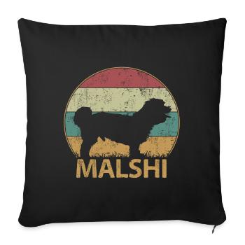 Malshi Dog Maltese Shih tzu Mix Vintage Retro - Sofa pillowcase 17,3'' x 17,3'' (45 x 45 cm) - black - Front
