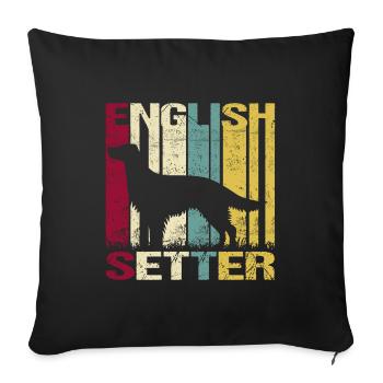 Anglais Anglais Setter Dog Vintage Retro - Housse de coussin décorative 45 x 45 cm - noir - Devant