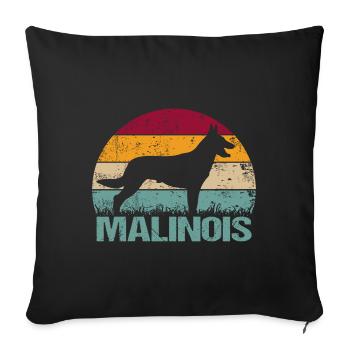 Belgian Shepherd Malinois Vintage Designs - Sofa pillowcase 17,3'' x 17,3'' (45 x 45 cm) - black - Front