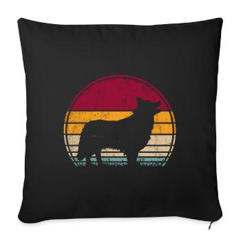 Finnischer Finnish Lapphund Vintage Retro - Sofakissenbezug 45 x 45 cm - Schwarz - Vorne