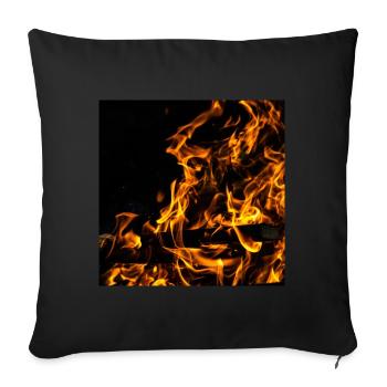 Blazing fire at night - Sofa pillowcase 17,3'' x 17,3'' (45 x 45 cm) - black - Front