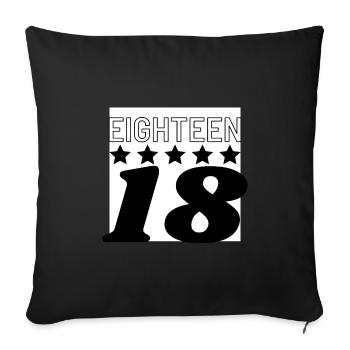 Cadeau d’anniversaire du 18e anniversaire Dix-huit 2023 - Housse de coussin décorative 45 x 45 cm - noir - Devant