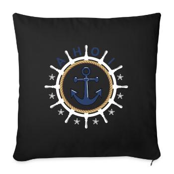 Ahoy Steering Wheel Anchor Starfish - Sofa pillowcase 17,3'' x 17,3'' (45 x 45 cm) - black - Front