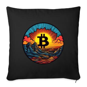 Bitcoin Logo, Symbol, Sunrise, Holiday, Sun - Sofa pillowcase 17,3'' x 17,3'' (45 x 45 cm) - black - Front