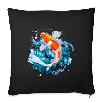 La carpe koï en action - Housse de coussin décorative 45 x 45 cm - noir - Devant