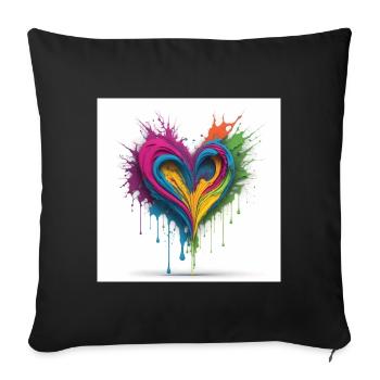 Herz Liebe Kunst - Sofakissenbezug 45 x 45 cm - Schwarz - Vorne