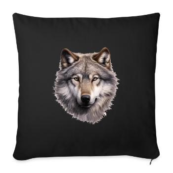 Wolf Nature Lover Adventure T-Shirt - Housse de coussin décorative 45 x 45 cm - noir - Devant