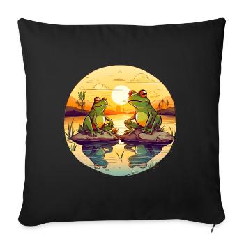 Two frogs enjoy the sun's rays - Sofa pillowcase 17,3'' x 17,3'' (45 x 45 cm) - black - Front