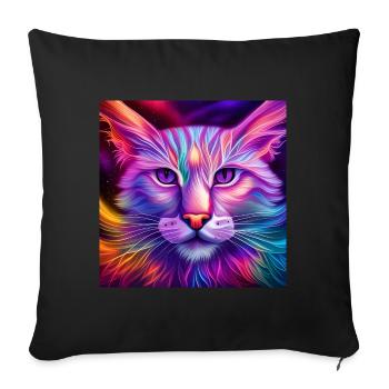Katze in Neonfarben - Sofakissenbezug 45 x 45 cm - Schwarz - Vorne
