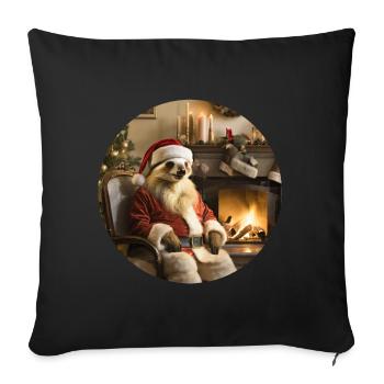 Santa Claus sloth in front of fireplace - Sofa pillowcase 17,3'' x 17,3'' (45 x 45 cm) - black - Front
