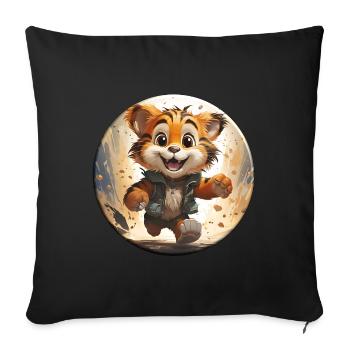 Funny tiger on two legs - Sofa pillowcase 17,3'' x 17,3'' (45 x 45 cm) - black - Front