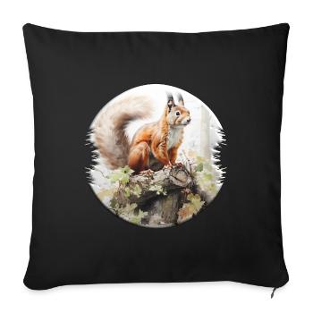 Squirrels are social animals - Sofa pillowcase 17,3'' x 17,3'' (45 x 45 cm) - black - Front