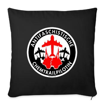 Mimikama Antifaschistische Chemtrailpilotin - Sofakissenbezug 45 x 45 cm - Schwarz - Vorne