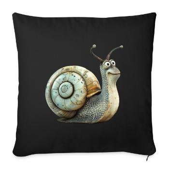 Escargot de vigne drôle - Housse de coussin décorative 45 x 45 cm - noir - Devant