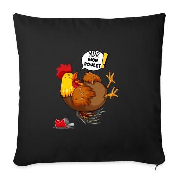 Le Poulet Cartoon Mort de rire (mdr) - Housse de coussin décorative 45 x 45 cm - noir - Devant