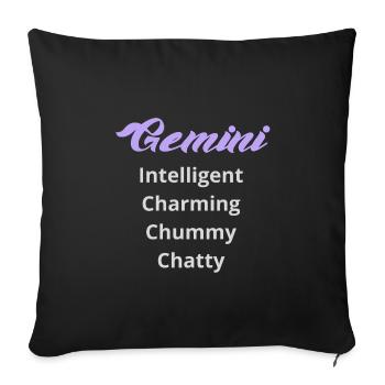 Logo signe astrologique "Gémeaux" - Housse de coussin décorative 45 x 45 cm - noir - Devant