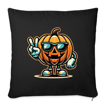 Pumpkin Peace Sign - Sofa pillowcase 17,3'' x 17,3'' (45 x 45 cm) - black - Front