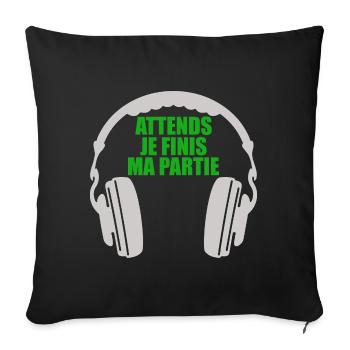 Moment, ich beende mein Gamer Gamer Videospiel - Sofakissenbezug 45 x 45 cm - Schwarz - Vorne