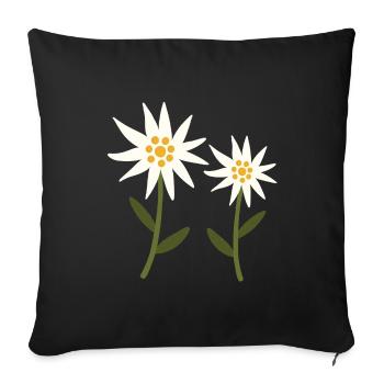 edelweiss flowers - Sofa pillowcase 17,3'' x 17,3'' (45 x 45 cm) - black - Front