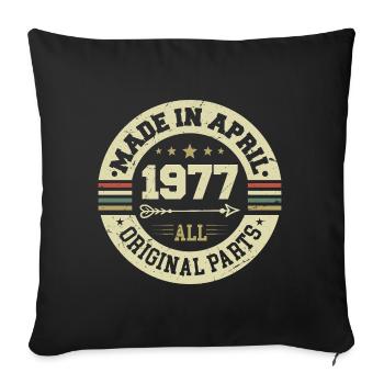 Anniversaire avril 1977 - Cadeau d’anniversaire 48ème - Housse de coussin décorative 45 x 45 cm - noir - Devant