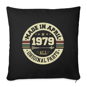 Anniversaire avril 1979 - Cadeau d’anniversaire 46ème - Housse de coussin décorative 45 x 45 cm - noir - Devant