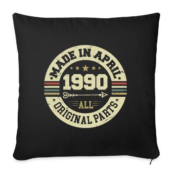 Anniversaire avril 1990 - Cadeau d’anniversaire 35 - Housse de coussin décorative 45 x 45 cm - noir - Devant