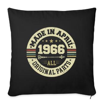 Anniversaire avril 1966 - Cadeau d’anniversaire 59 - Housse de coussin décorative 45 x 45 cm - noir - Devant