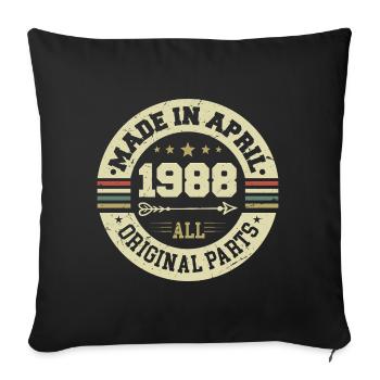 Birthday april 1988 - 37th birthday gift - Sofa pillowcase 17,3'' x 17,3'' (45 x 45 cm) - black - Front