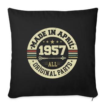 Anniversaire avril 1957 - Cadeau d’anniversaire 68 - Housse de coussin décorative 45 x 45 cm - noir - Devant