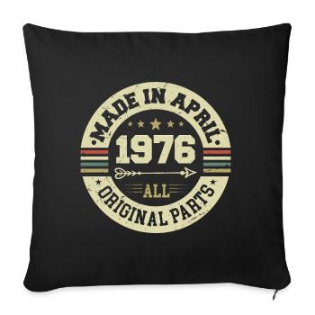 Anniversaire avril 1976 - Cadeau d’anniversaire 49 - Housse de coussin décorative 45 x 45 cm - noir - Devant