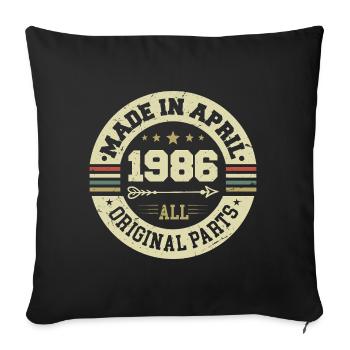 Birthday april 1986 - 39th birthday gift - Sofa pillowcase 17,3'' x 17,3'' (45 x 45 cm) - black - Front