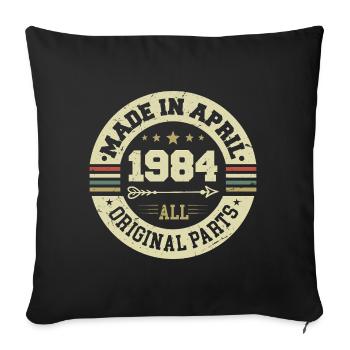 Anniversaire avril 1984 - Cadeau d’anniversaire 41ème - Housse de coussin décorative 45 x 45 cm - noir - Devant