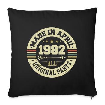 Birthday april 1982 - 43rd birthday gift - Sofa pillowcase 17,3'' x 17,3'' (45 x 45 cm) - black - Front
