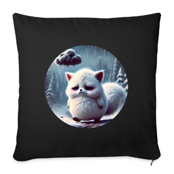 Trauriger Polarfuchs im eisigen Regen - Sofakissenbezug 45 x 45 cm - Schwarz - Vorne