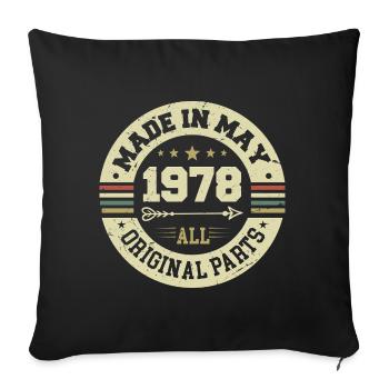 Mai 1978 Anniversaire Mai 1978 Anniversaire Mai 1978 - Housse de coussin décorative 45 x 45 cm - noir - Devant