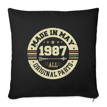 Mai 1987 Jahrestag Mai 1987 Geburtstag May 1987 - Sofakissenbezug 45 x 45 cm - Schwarz - Vorne