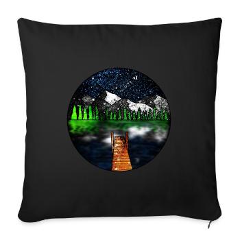 Cosmic Lake Scene - Sofa pillowcase 17,3'' x 17,3'' (45 x 45 cm) - black - Front